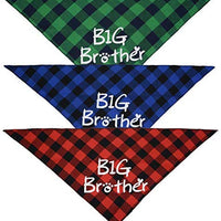 Busypaws 3 PCS Big Brother Dog Bandanas Plaid Reversible Triangle Bibs Pet Scarf Accessories - BESTMASCOTA.COM