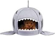 Cama para mascotas de tiburón lavable para perros pequeños y medianos con cojín extraíble y parte inferior impermeable. - BESTMASCOTA.COM