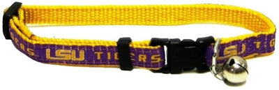 LSU Tigers Nylon gato collar con Bell (NCAA oficial por Mascotas Primera) una talla para todos - BESTMASCOTA.COM