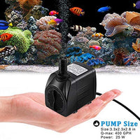 PULACO 400GPH Submersible Water Pump with 5 ft Tubing, 25W Durable Fountain Water Pump for Pond Fountain, Aquariums Fish Tank, Statuary, Hydroponics - BESTMASCOTA.COM