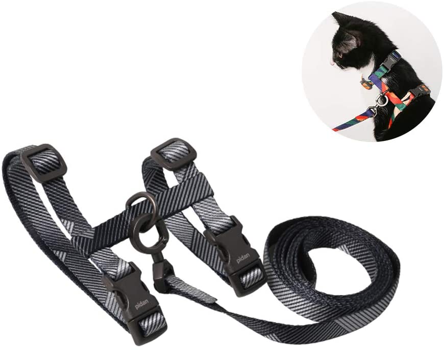 pidan - Juego de arnés y correa para gato a prueba de fugas, chaleco ajustable para gato con clip de metal, correa de 3.9 ft, ajuste cómodo para mascotas, gatitos, conejos, animales pequeños - BESTMASCOTA.COM