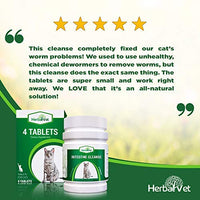 HerbalVet 10 Tablets Cat Intestinal Cleanse | Cat Dewormer Alternative | Cleansing Tablets for Cats, Promotes Intestinal Health | 4 Tablets, Works for Kittens | Helpful E-Book Included - BESTMASCOTA.COM