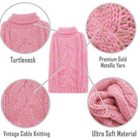 Kyeese suéteres de cuello alto para perro, suéter de punto con hilo dorado cálido para mascotas para otoño invierno - BESTMASCOTA.COM