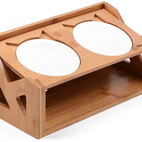 Petsoigné - Mesa de comedor para mascotas con soporte elevado de madera para mascotas, cuencos elevados con soporte oblicuo para comer más cómodamente para gatos, perros, gatitos y cachorros - BESTMASCOTA.COM