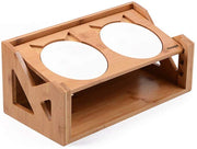 Petsoigné - Mesa de comedor para mascotas con soporte elevado de madera para mascotas, cuencos elevados con soporte oblicuo para comer más cómodamente para gatos, perros, gatitos y cachorros - BESTMASCOTA.COM