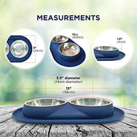 Bonza estación para alimentación con doble fuente, de acero inoxidable y los tazones de fuente del alimento de silocona con base resistente, antiderrame y antiderrape, para mascota Alumentador de calidad premium, solución para alimentar perros pequeños y - BESTMASCOTA.COM