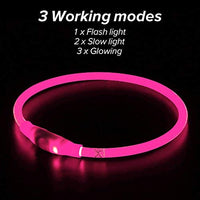 Collar de perro recargable por USB, LED, brilla en la oscuridad, collar para mascotas, resistente al agua, cortable, de TPU, para perros pequeños, medianos y grandes - BESTMASCOTA.COM