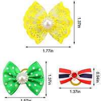 Comsmart 60 lazos para perro, 30 pares de lazos para el pelo de perro Yorkie con bandas de goma y perlas de diamantes de imitación y tela de encaje hecha a mano, lindos accesorios para el aseo de mascotas pequeñas - BESTMASCOTA.COM