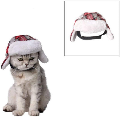 Stock Show Pet Trapper sombrero, Festival de Navidad Costume Cat Dog Old-Fashion Classic Plaid sombrero - BESTMASCOTA.COM