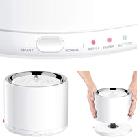PetKIT Fuente de agua de acero inoxidable, fuente de agua inteligente para mascotas de 1,35 l/46 oz con luz LED, funciona con pilas, ultra silenciosa, bomba de apagado automático, modo de trabajo dual automático para gatos - BESTMASCOTA.COM