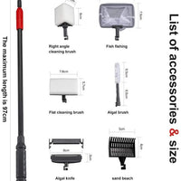 Upettools - Herramienta de limpieza para acuario, 6 en 1, kit de limpieza para algas de peceras, rascador de algas, mango largo ajustable, juego de limpieza de cepillos para pecera - BESTMASCOTA.COM