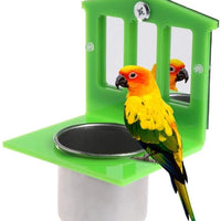 PIVBY - Juguete de espejo para pájaros con comedero de acero inoxidable para comida de loro y aves acuáticas - BESTMASCOTA.COM