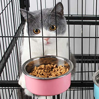 RUBYHOME Comedero para perros, cuenco de agua para mascotas, cuenco de plástico 2 en 1 y cuenco de acero inoxidable, cuenco extraíble para colgar gatos, conejos, pájaros, comida, cuenco perfecto para cajas y jaulas - BESTMASCOTA.COM