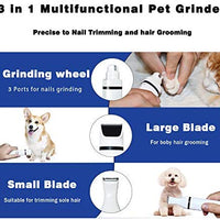 Pieviev Molinillo de uñas eléctrico para perros, 2 velocidades, cortaúñas para perros y gatos, 3 en 1, multifunción, portátil y recargable, suave y sin dolor para las patas para el cuidado de las uñas - BESTMASCOTA.COM