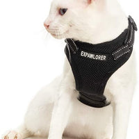 EXPAWLORER Arnés para gato a prueba de escape, ajustable, ligero, cómodo, transpirable, chaleco de malla con correa reflectante negra para gatos y cachorros adultos - BESTMASCOTA.COM
