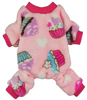 Fitwarm Sweet Cupcake - Ropa para perro, pijamas PJS, abrigo de terciopelo suave, color rosa - BESTMASCOTA.COM