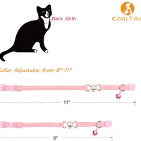 KOOLTAIL - Collar para gato con diseño de calavera con campana, 2 collares para mascotas con hebilla de seguridad, accesorio para gatos, gatitos, color negro y rosa - BESTMASCOTA.COM
