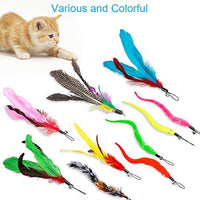 Juguete para gatos con plumas de JIARON, 2 piezas retráctiles de juguete para gatos y 10 piezas de repuesto con relleno de campana, temporizador interactivo y divertido ejercicio para gatos o gatos. - BESTMASCOTA.COM