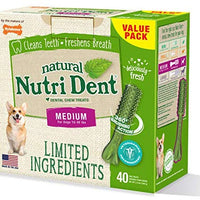 Nutri Dent - Masticables para perros con ingredientes limitados, tamaño mediano, sabor a filete mignon o aliento fresco - BESTMASCOTA.COM