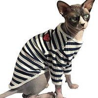 DENTRUN - Camiseta sin pelo para gatos, con diseño de rayas, ideal para todas las estaciones, suave y agradable al tacto - BESTMASCOTA.COM