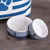 Bone Dry DII Paw Patch & Stripes Ceramic Pet Bowl for Food & Water with Non-Skid Silicone Rim for Dogs and Cats - BESTMASCOTA.COM