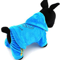 SMALLLEE_Lucky_STOE Pet Clothes Small Dog Cat Velvet Crown Jumpsuit Coat Hooide Pajamas Tracksuit - BESTMASCOTA.COM