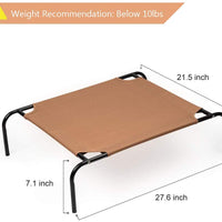 Elevated Dog Bed, Cooling Raised for Small Dogs & Cats, Waterproof Portable Pet Cot Bed for Camping Beach Outdoor Indoor Use Brown - BESTMASCOTA.COM
