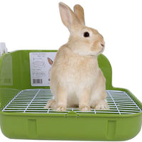 Humorous.P - Inodoro para mascotas, tamaño pequeño, forma de esquina, para animales pequeños, conejos, cobayas, galesaurios y hurones, material de plástico rectangular - BESTMASCOTA.COM