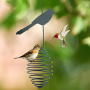 Comedero para pájaros al aire libre para colgar en el exterior, diseño de cacahuete, girasol, alimentador de semillas, de metal, para colgar alimentos, con gancho, color verde - BESTMASCOTA.COM