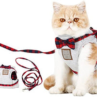 Cat Harness and Leash Set, Leash Adjustable Comfortable Soft Harness Jacket Vest, for Cats Puppy Safety Walk/Run - BESTMASCOTA.COM