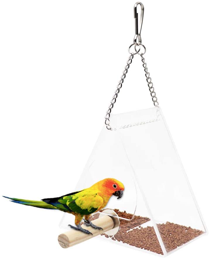 MUDUOBAN Comedero para pájaros con ventosas y cadenas a prueba de condiciones meteorológicas alimentador de alimentos para loros, Budgie Cockatiel Cages - BESTMASCOTA.COM