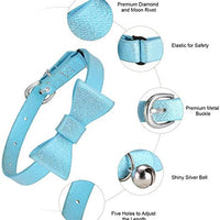 Joansan Adjustable Cats Collar Bell, Personalized Leather Bowtie, Safety Pets Cat Collars with Elastic, Length 7-10 Inch Good for Cat, Kitten and Puppy, 2 Packs Bowtie Pet Collars - BESTMASCOTA.COM