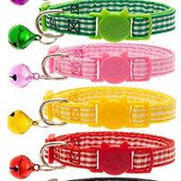 EXPAWLORER 6 Pcs Wave Point Adjustable Cat Collars Colorful Nylon Breakaway Safety Pet Collar with Bells - BESTMASCOTA.COM