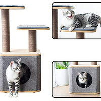 Torre de árbol para gatos con cuerda de papel cubierta de cuerda para rascar el centro de actividad para escalada, relajarse y jugar. - BESTMASCOTA.COM