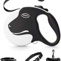 QiMH Correa retráctil para perro, 360 ° sin enredos, resistente y reflectante de 16.0 ft con asa antideslizante para perros de tamaño mediano y grande de hasta 110 libras, freno de una mano, pausa y bloqueo - BESTMASCOTA.COM