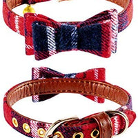 EXPAWLORER Juego de collar y correa para perro, clásico, a cuadros, ajustable, bandana y collares con campana para cachorros y gatos, 3 unidades - BESTMASCOTA.COM
