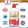 Wild Alaskan Salmon Oil for Dogs, Cats, Ferrets - 16 & 32oz Pure Unscented Liquid Omega 3 Fatty Acid Fish Oil for Dogs - EPA DHA supplement for Pets - Helps Joints, Dry Skin, Coat - Just Pump on Food - BESTMASCOTA.COM