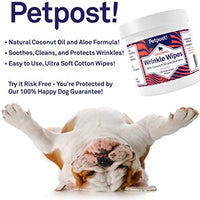 Petpost - Toallitas antiarrugas Bulldog para perros, limpia y calma las arrugas y pliegues, 100 almohadillas de algodón ultra suave en solución de aceite de coco - BESTMASCOTA.COM