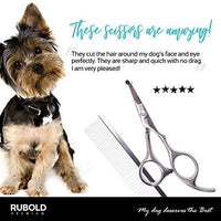 RUBOLD Juego de tijeras profesionales de aseo para perros, punta redondeada de acero inoxidable, tijeras afiladas y duraderas con peine de aseo para mascotas en kit – las mejores herramientas para recortar cada perro y gato salon - BESTMASCOTA.COM