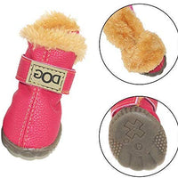 Botas antideslizantes para perros, envío desde Estados Unidos, zapatos calientes para el invierno, antideslizantes, protectores de patas, set de 4 piezas con un anillo de pelo - BESTMASCOTA.COM