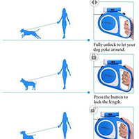 Upsky Correa retráctil para perro, 16 pies, escalable, correa para caminar para perro con linterna brillante para pequeño-mediano, libre de movimiento, un botón de rotura y bloqueo - BESTMASCOTA.COM