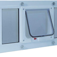 Ideal Pet Products Puerta de aluminio para mascotas, ajustable para adaptarse a anchos de ventanas de 27 a 32 pulgadas. - BESTMASCOTA.COM