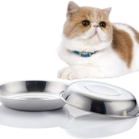 VENTION Global Wansheng - Plato de comida para gatos, cuencos de acero inoxidable para mascotas, plato poco profundo para gatos, cuencos de comida para perros, 10-42 onzas - BESTMASCOTA.COM