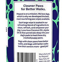 Petpost | Toallitas para patas para perros – Limpia y calma las patas de perro picante – 70 almohadillas de algodón ultra suaves y grandes en aceite de coco, aceite de jojoba y limpiador de aloe - BESTMASCOTA.COM