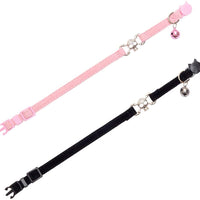 KOOLTAIL - Collar para gato con diseño de calavera con campana, 2 collares para mascotas con hebilla de seguridad, accesorio para gatos, gatitos, color negro y rosa - BESTMASCOTA.COM