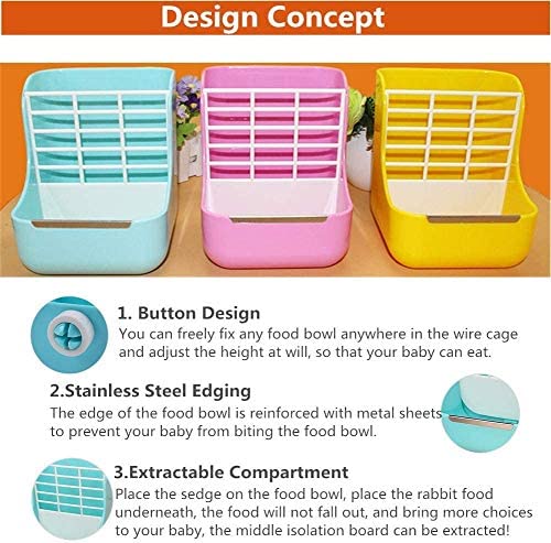 thumbnail image 2 of 2-in-1 Hay Feeder & Food Bowl For Guinea Pigs, Rabbits & Small Animals - Keeps Cage Clean (Blue) 2 of 13