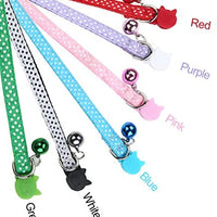 EXPAWLORER 6 Pcs Wave Point Adjustable Cat Collars Colorful Nylon Breakaway Safety Pet Collar with Bells - BESTMASCOTA.COM