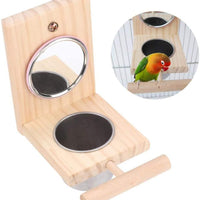 kathson Bird Feeder Parrot Perches Toys Mirror Stand Stainless Steel Food Bowl Cup Cage Accessories Fun Play for Canaries,Parakeet,Cockatiel,Conure,Cockatoo,Lovebirds - BESTMASCOTA.COM
