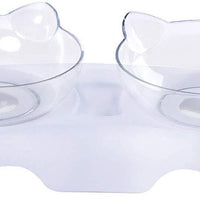 Cuencos dobles para perro o gato con soporte elevado, comedero de agua para mascotas, cuenco inclinado de 15° para mascotas sin estrés, para gatos y perros pequeños - BESTMASCOTA.COM
