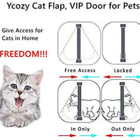 Puerta de gato Ycozy de 4 vías de bloqueo para gatos, gatos, gatos, gatitos, perros pequeños, fácil de instalar en puertas, ventanas, armario y paredes - BESTMASCOTA.COM